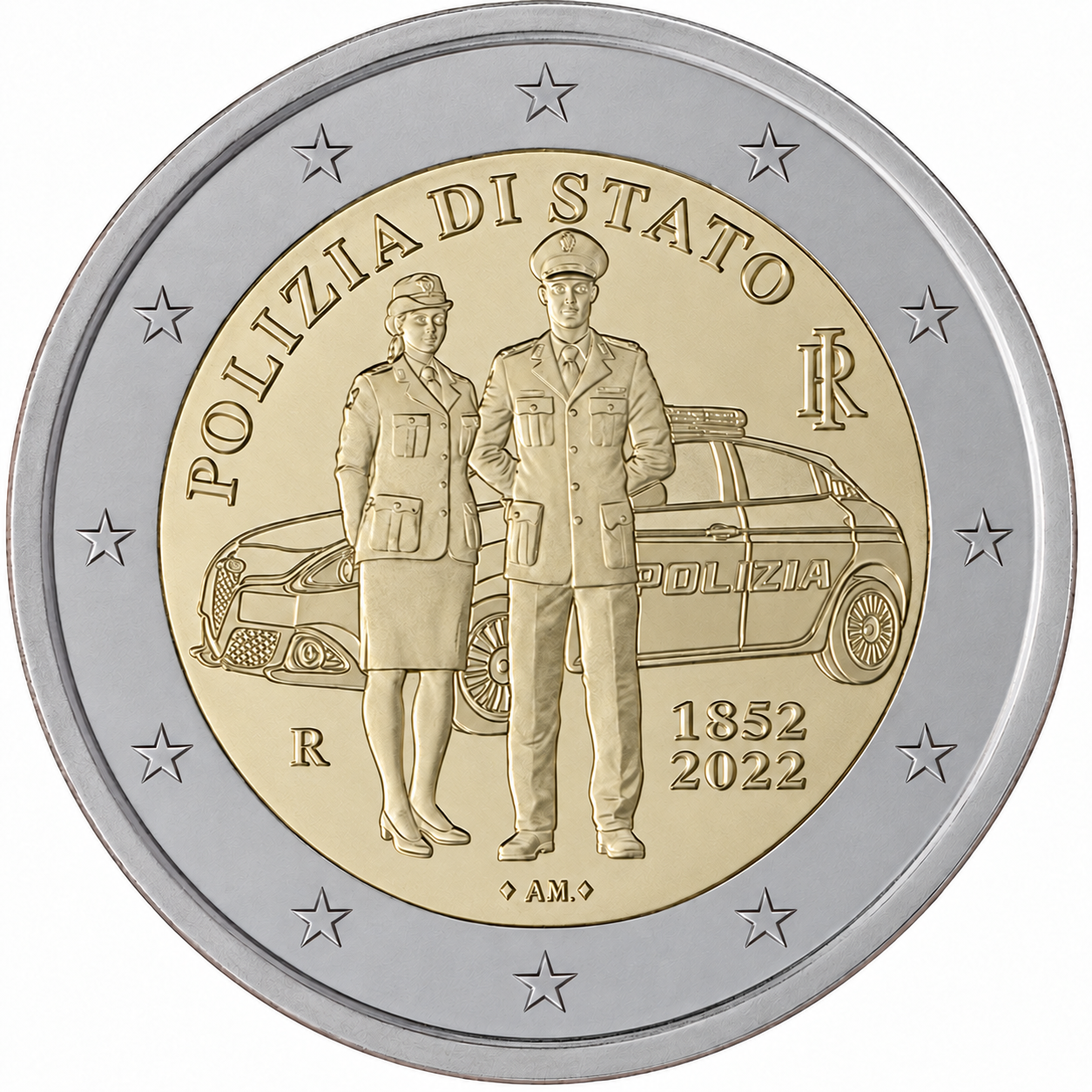 2 Euros Italian National Police (Uncoloured)